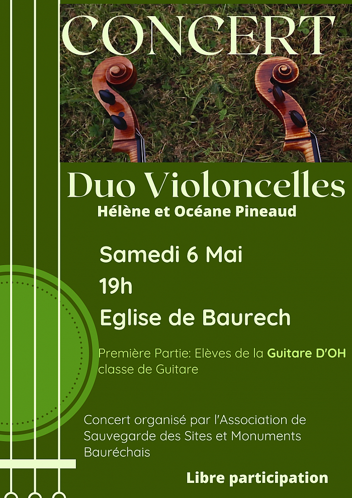 concert violoncelle guitare église Baurech